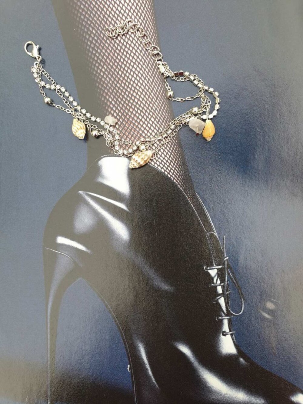 Silver Beaded Multi Shells Charms Bracelet / Anklet Women Girls Fashion Jewelry